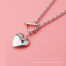 Fashion mirror stainless steel ot buckle peach heart love box necklace